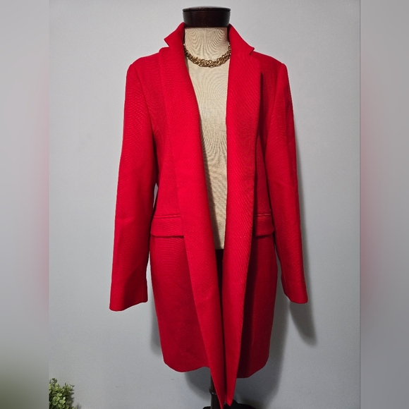 Louben Jackets & Blazers - LOUBEN 100% Wool Red Open Front Dress Coat. Size 16